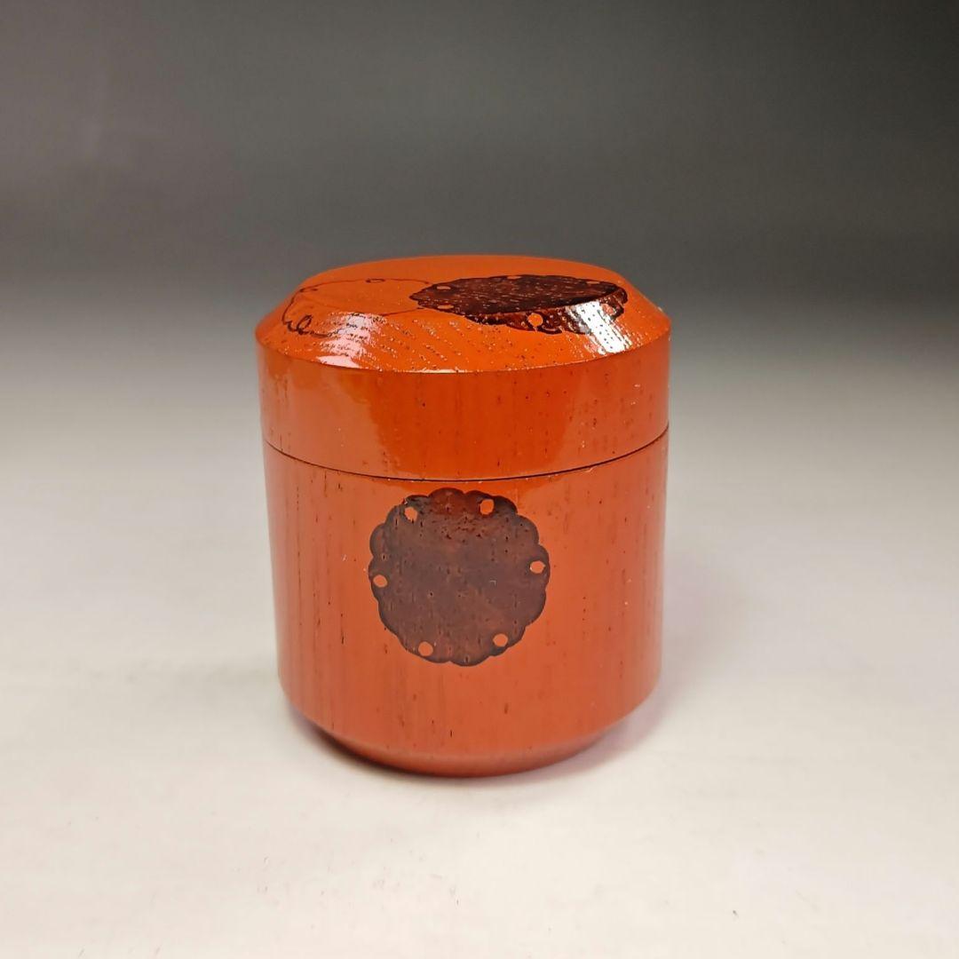 イ616 棗『小崎清人作』『朱塗　内金　棗　共箱　』茶入　茶器　茶道具