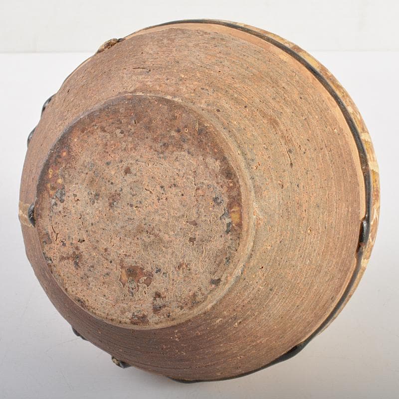 中国　飴釉　釉垂　双耳壷　中国河北省出土品　時代箱付　D　R7474