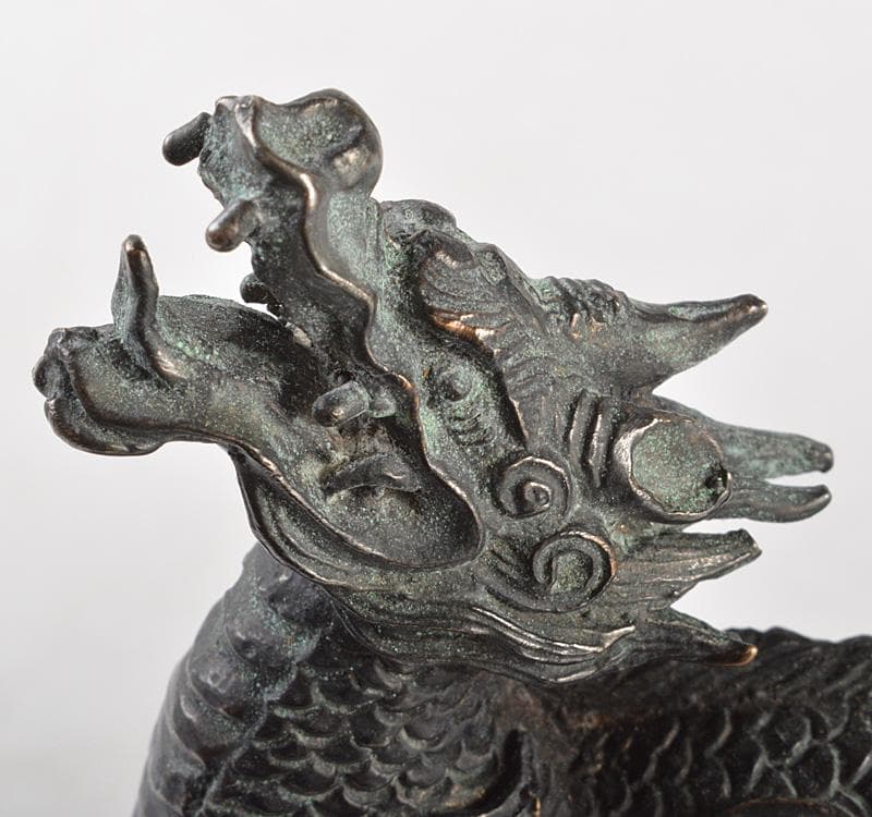 中国　古銅青銅　神獣　置物　時代箱付　V　R5200