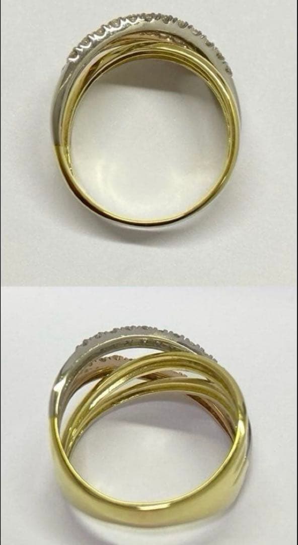 K18 Pt900　天然ダイヤモンド リング