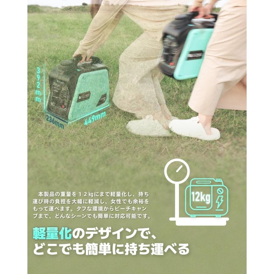 インバーター発電機 カセットボンベ式 1.0kVA ガス発電機 正弦波 防音