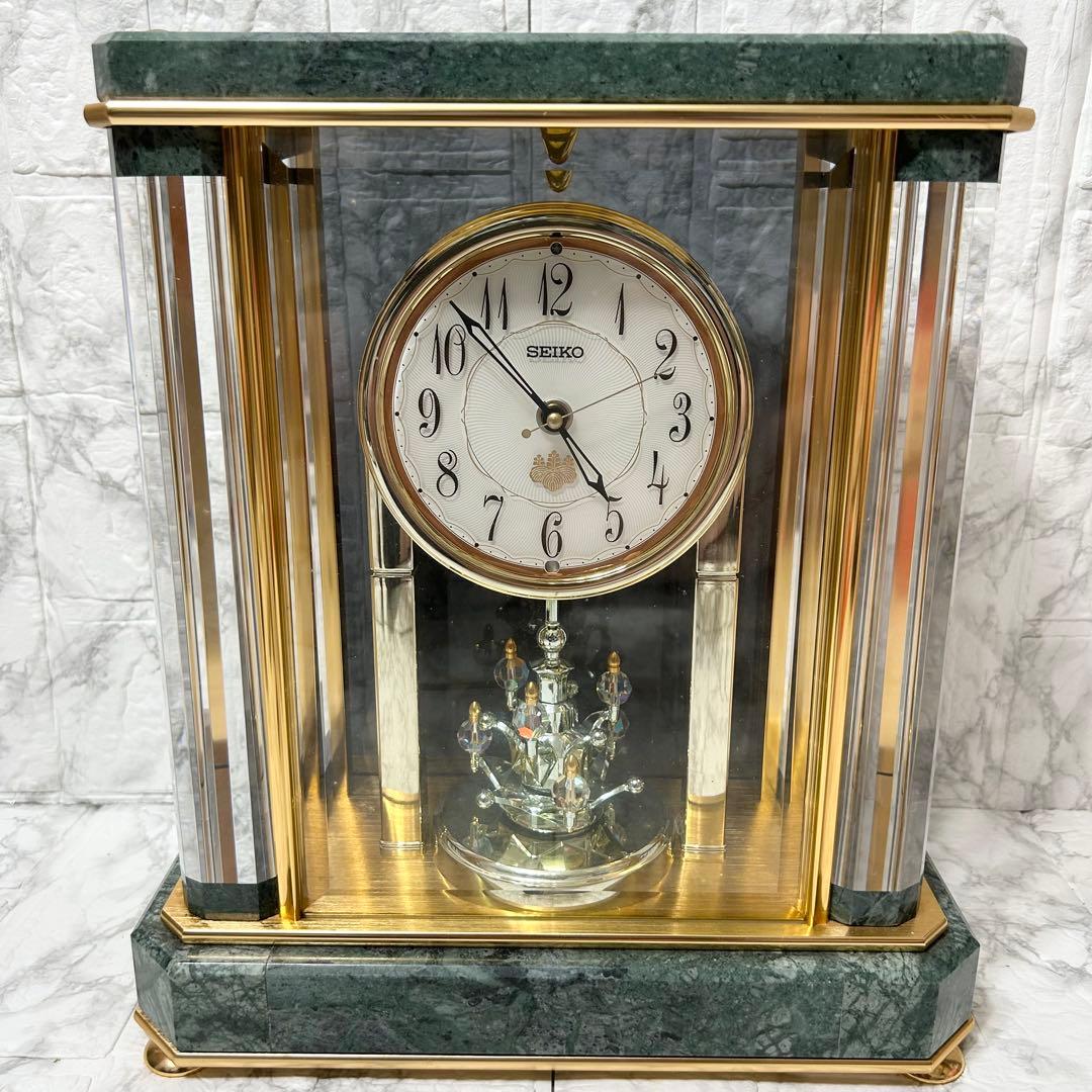 SEIKO セイコー 置時計 HW926G 蛇紋石 内閣総理大臣贈呈 電波時計