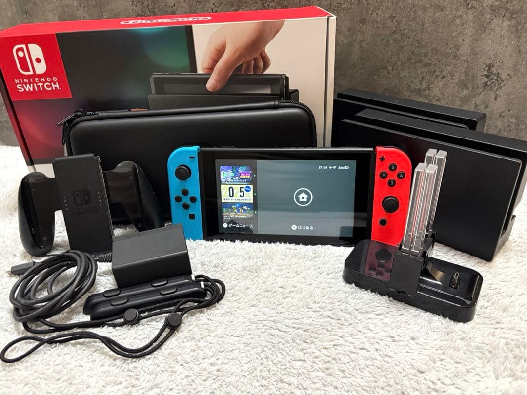 Nintendo Switch 本体+純正(ドック+ケース)+充電スタンド/SD