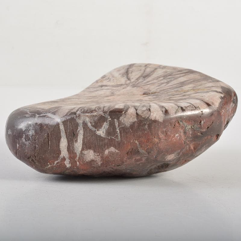 天然石　鑑賞石　菊花石　置物　重さ約614g　唐木台付　C　R7284