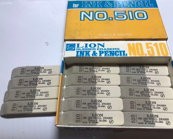 昭和レトロ LION 高級消しゴム　インキ鉛筆両用NO.510 14個
