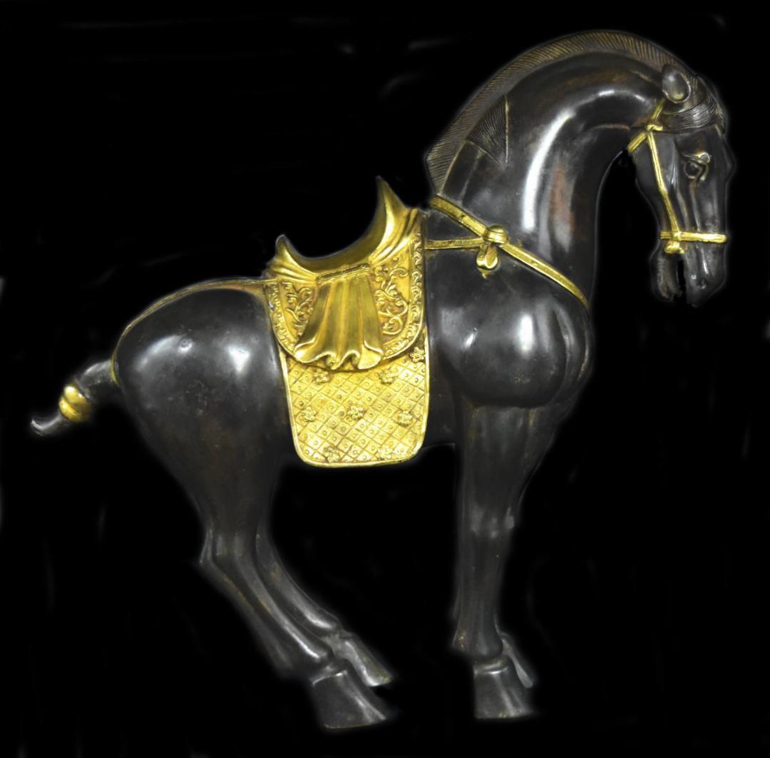 古銅 鍍金 銅流金 宝馬 古美術 十二支置物 希少良品 開運 唐物WWST012