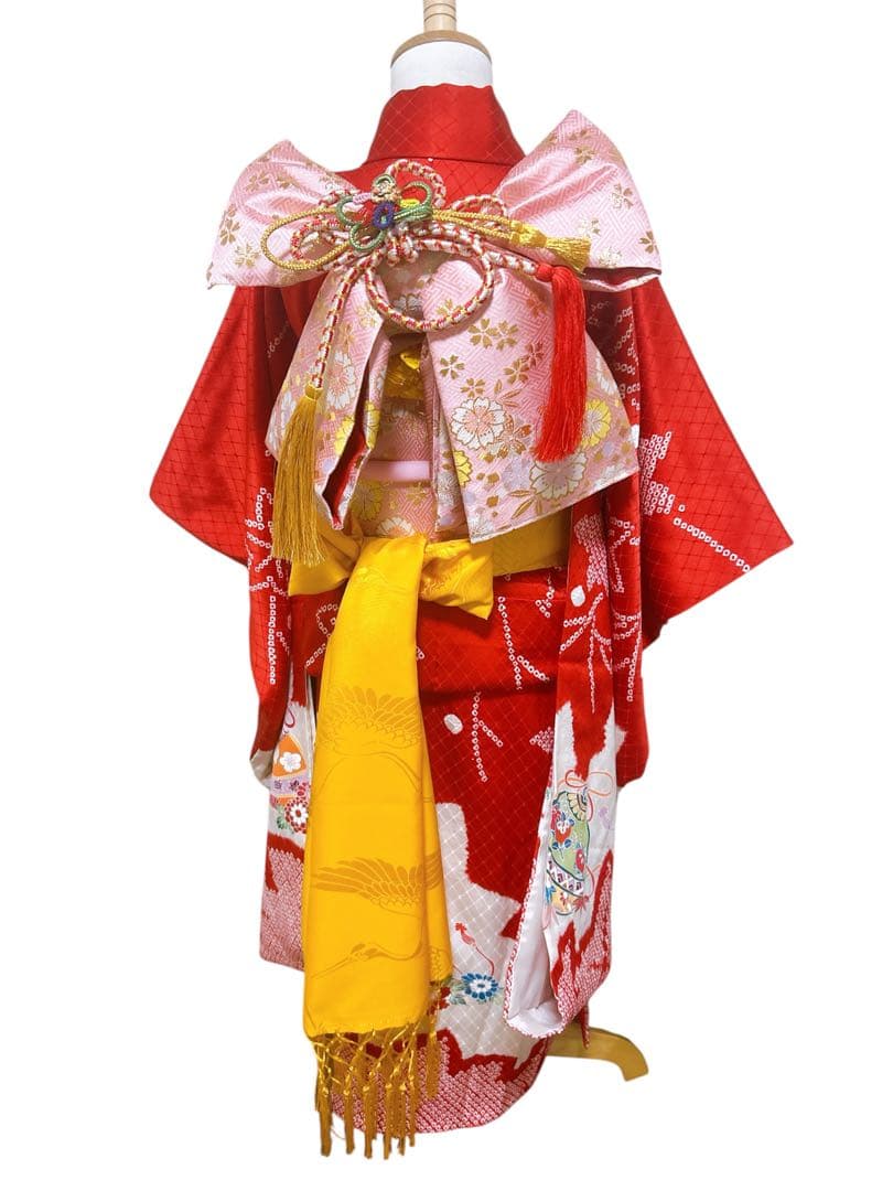 上質正絹フルセット♡七五三　7歳　女の子　一式　絞り　赤系　ピンク