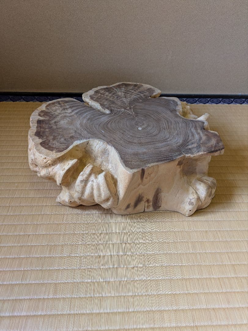 天然木　輪切り　飾り台　花台　床の間　自然形状の切り株