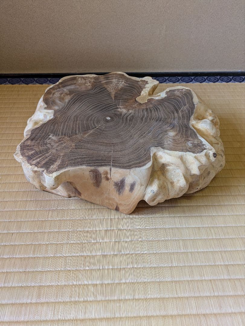 天然木　輪切り　飾り台　花台　床の間　自然形状の切り株