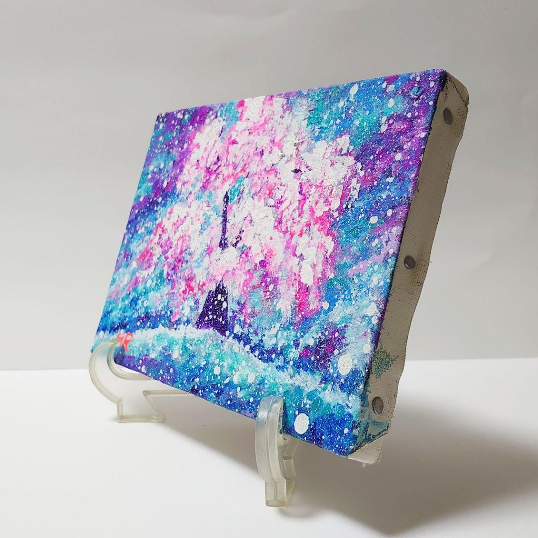 油絵 絵画 【雪の桜】
