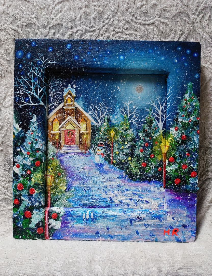 油絵 絵画 【雪の桜】