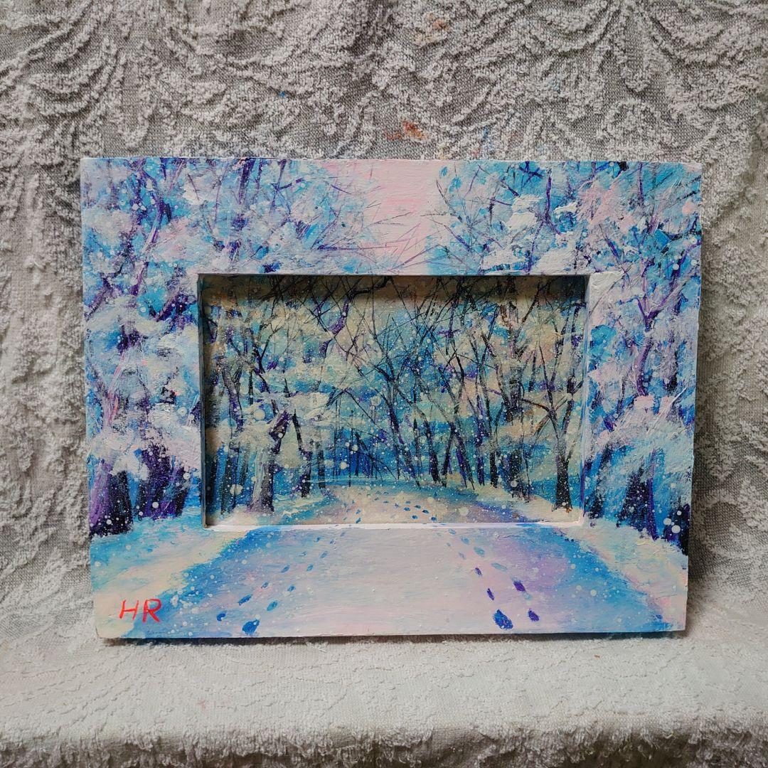 油絵 絵画 【雪の桜】