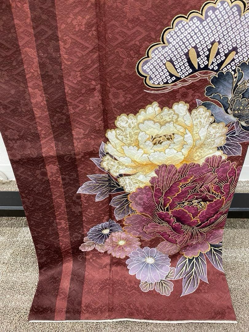 振袖 豪華 大輪 牡丹 金彩 金刺繍 紋意匠 柄八掛 身丈168cm