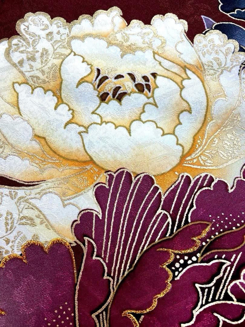 振袖 豪華 大輪 牡丹 金彩 金刺繍 紋意匠 柄八掛 身丈168cm
