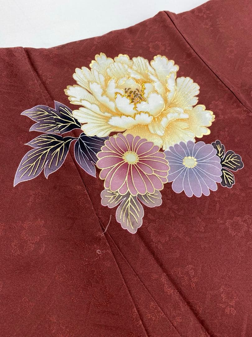 振袖 豪華 大輪 牡丹 金彩 金刺繍 紋意匠 柄八掛 身丈168cm