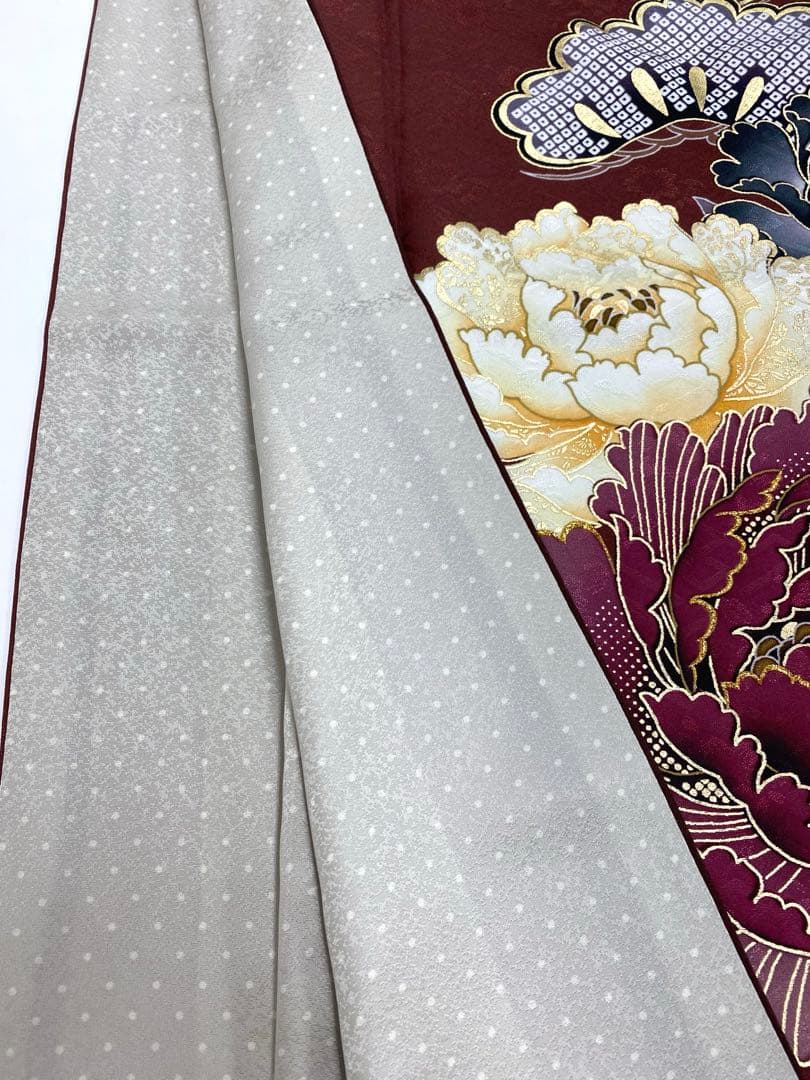 振袖 豪華 大輪 牡丹 金彩 金刺繍 紋意匠 柄八掛 身丈168cm