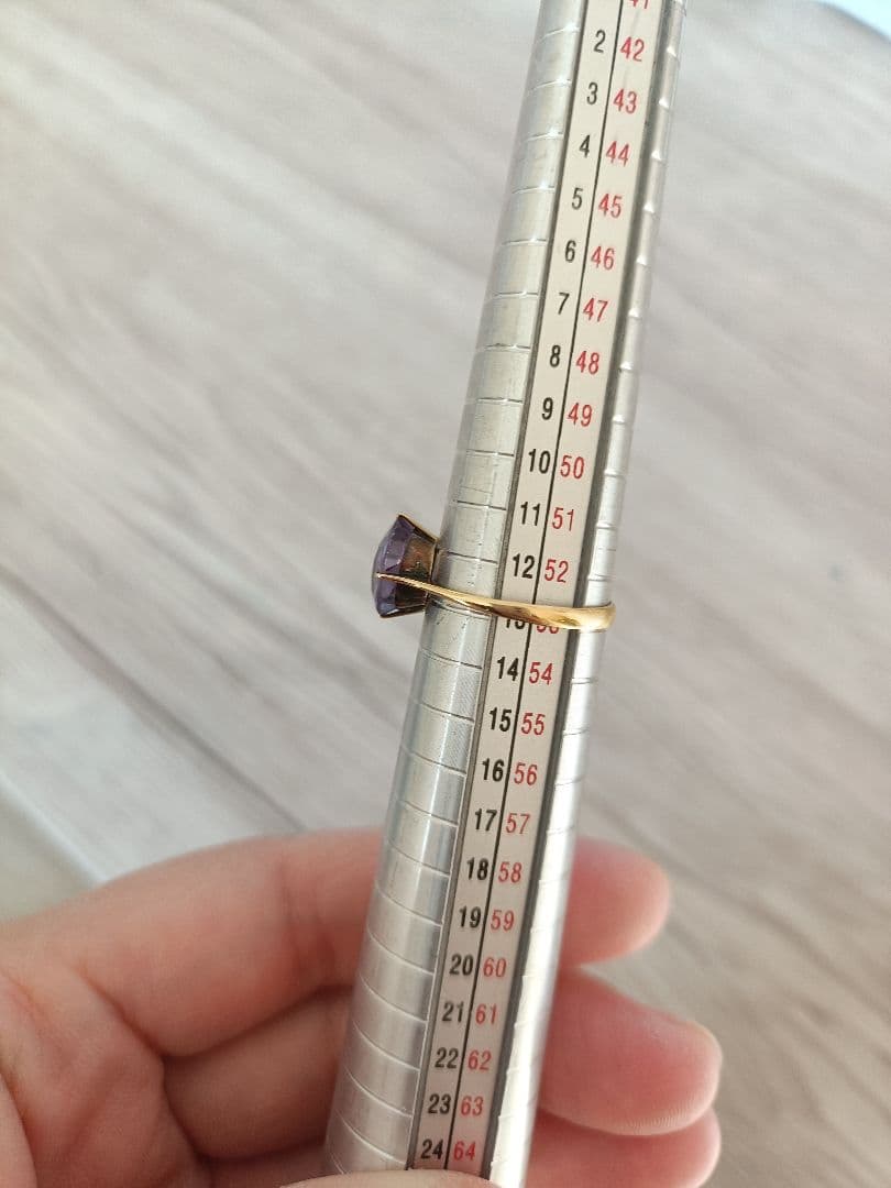 K18 大きな石　カラーチェンジ　リング　指輪　バイカラー