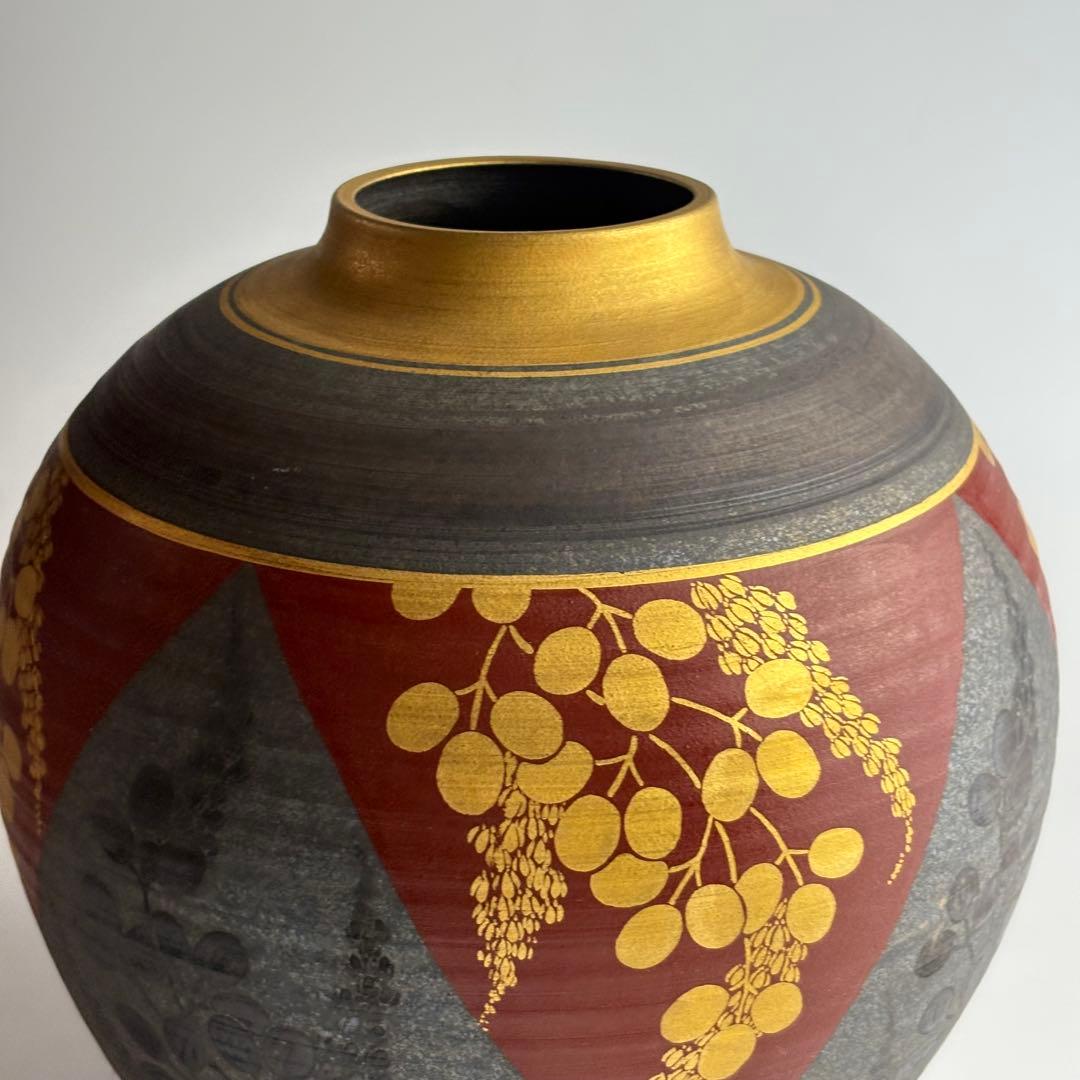花瓶 金彩 在銘 郁 壺 花入 花器 飾壺 華道具