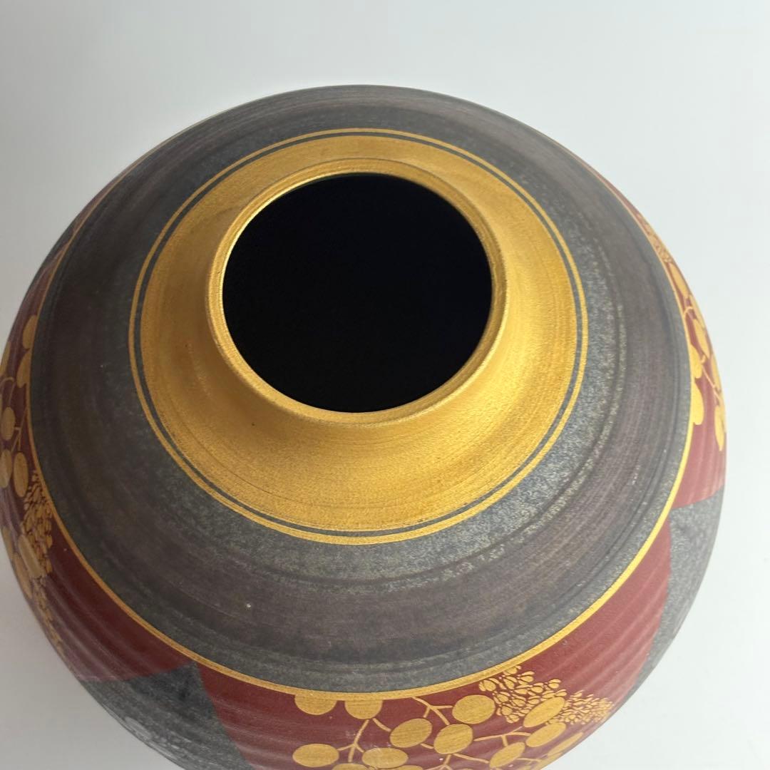 花瓶 金彩 在銘 郁 壺 花入 花器 飾壺 華道具