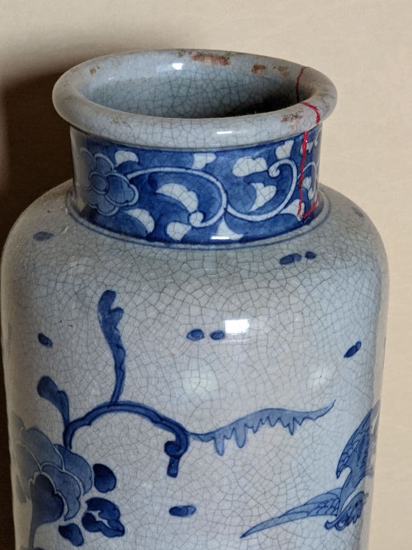 ⭐️染付の絶品 枯淡の趣き染付 犬山焼 窯変 安南写し壺 明治初期江戸期 骨董品