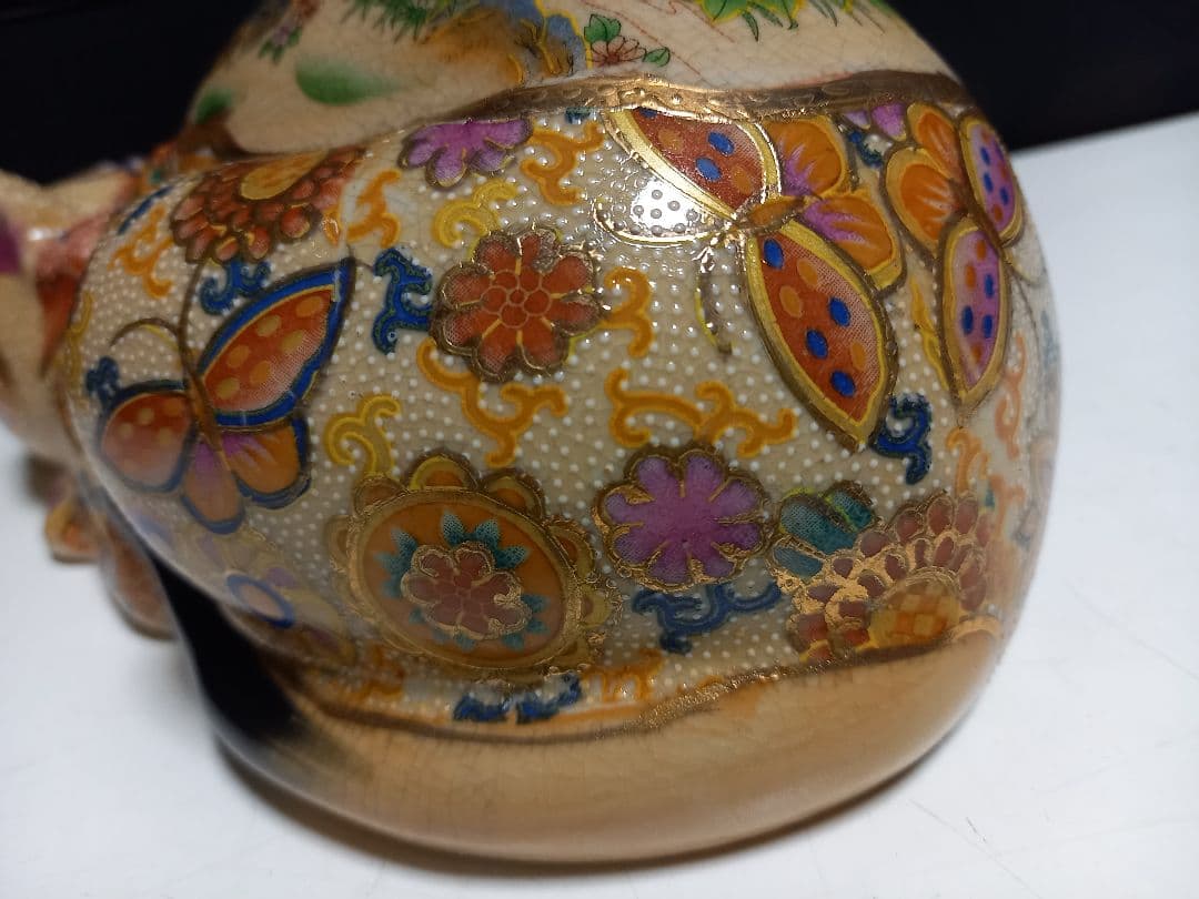 薩摩焼　眠り猫　浮世絵　美人画　古美色　大き目　サイズ　美品