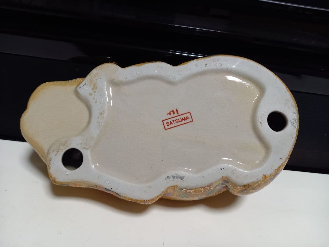 薩摩焼　眠り猫　浮世絵　美人画　古美色　大き目　サイズ　美品