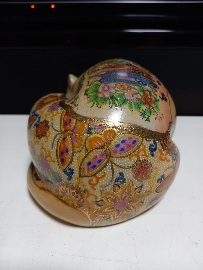 薩摩焼　眠り猫　浮世絵　美人画　古美色　大き目　サイズ　美品