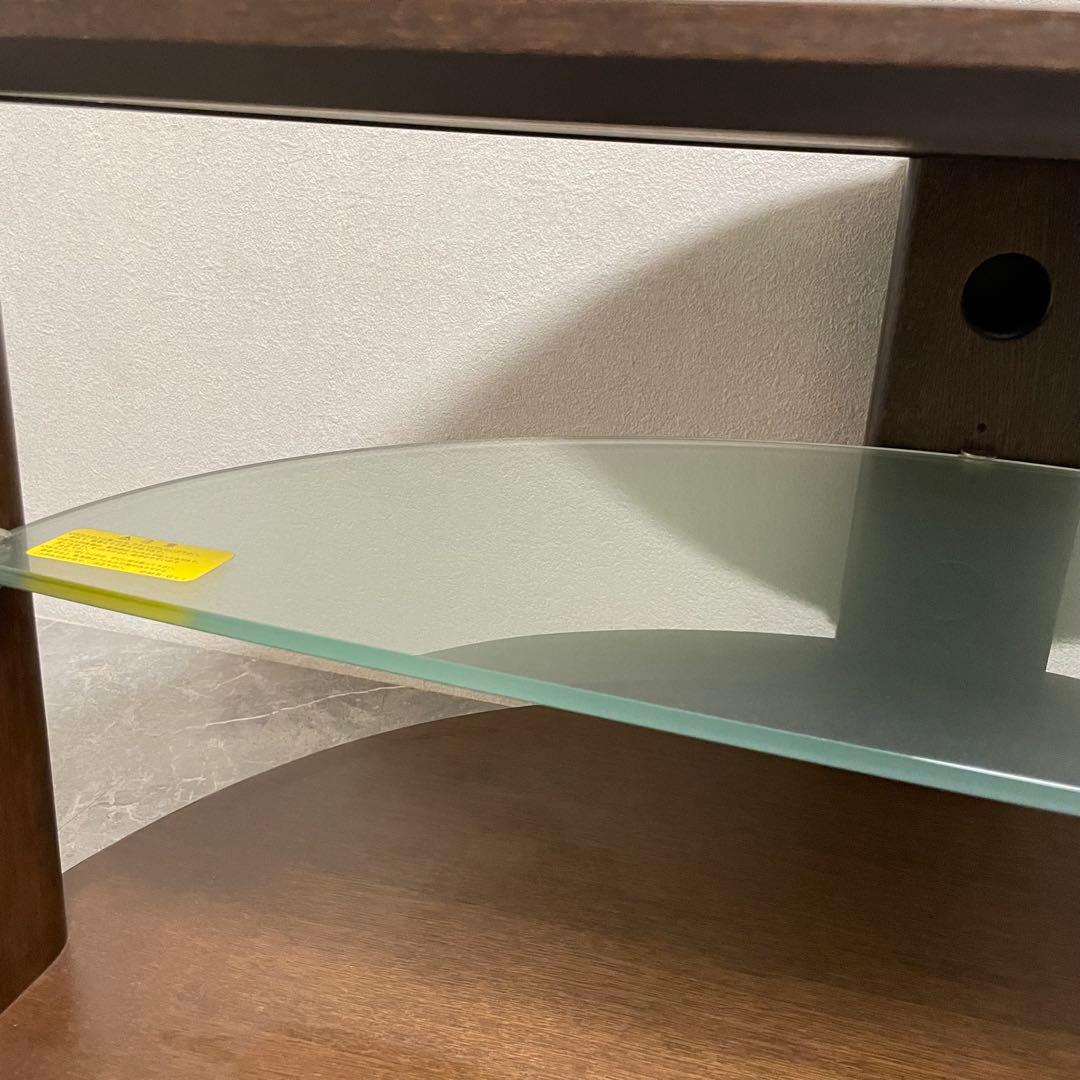 カリモク TVボード QUシリーズ　半円形　コーナー型　ガラス棚　廃盤品