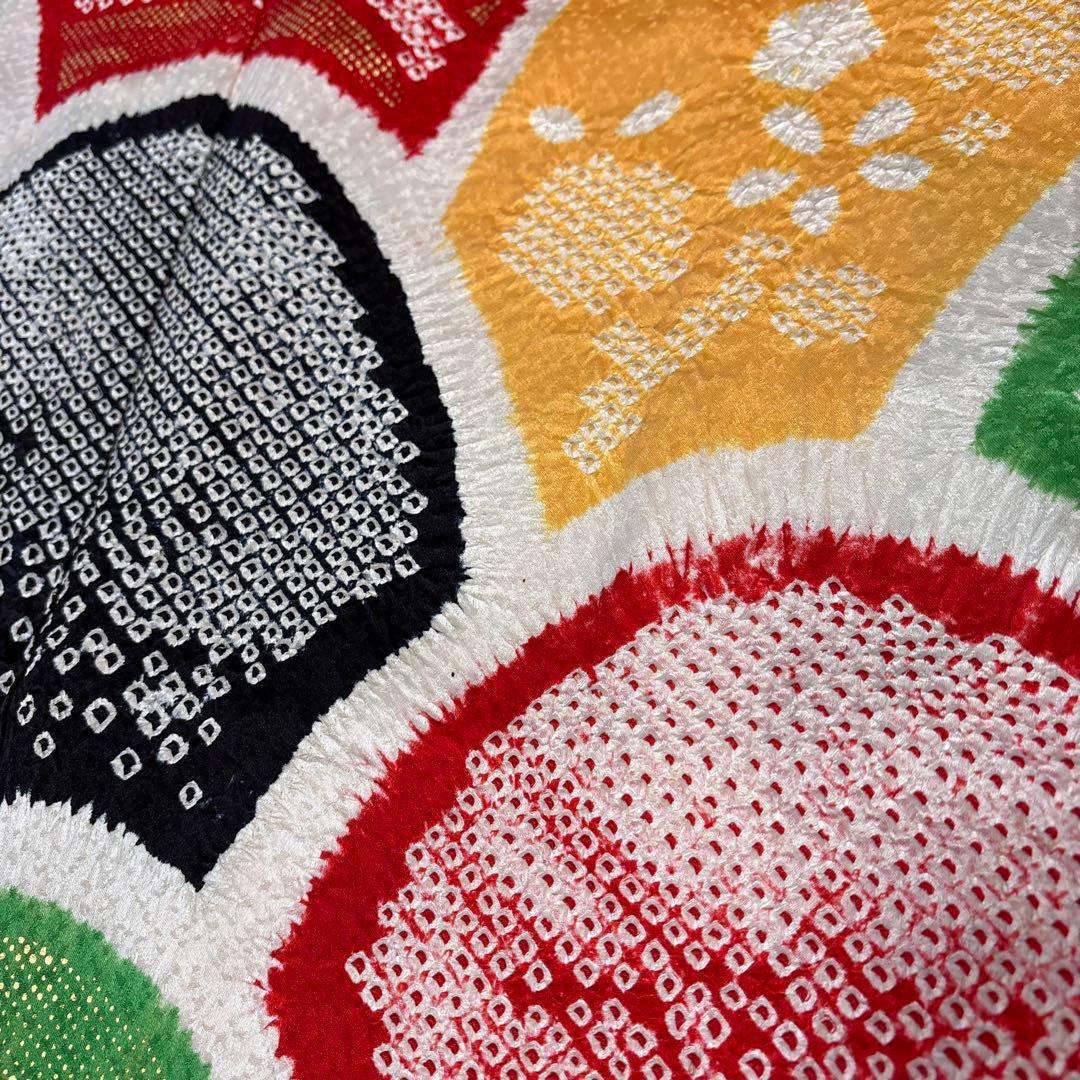 (う19) 個性派‼️彩りの芸術✨総絞り 青海波文様 アンティーク振袖㊗️③点セット