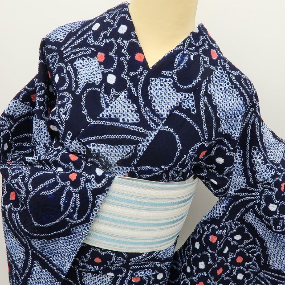 junjun✺美品 有松鳴海絞り 綿 紫陽花 高級浴衣 着物 A3508