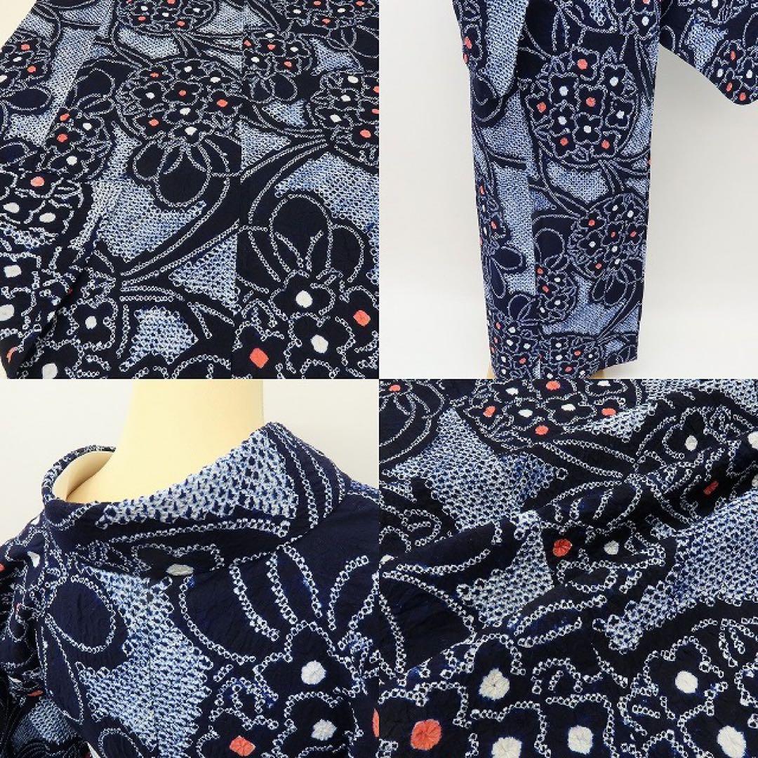 junjun✺美品 有松鳴海絞り 綿 紫陽花 高級浴衣 着物 A3508