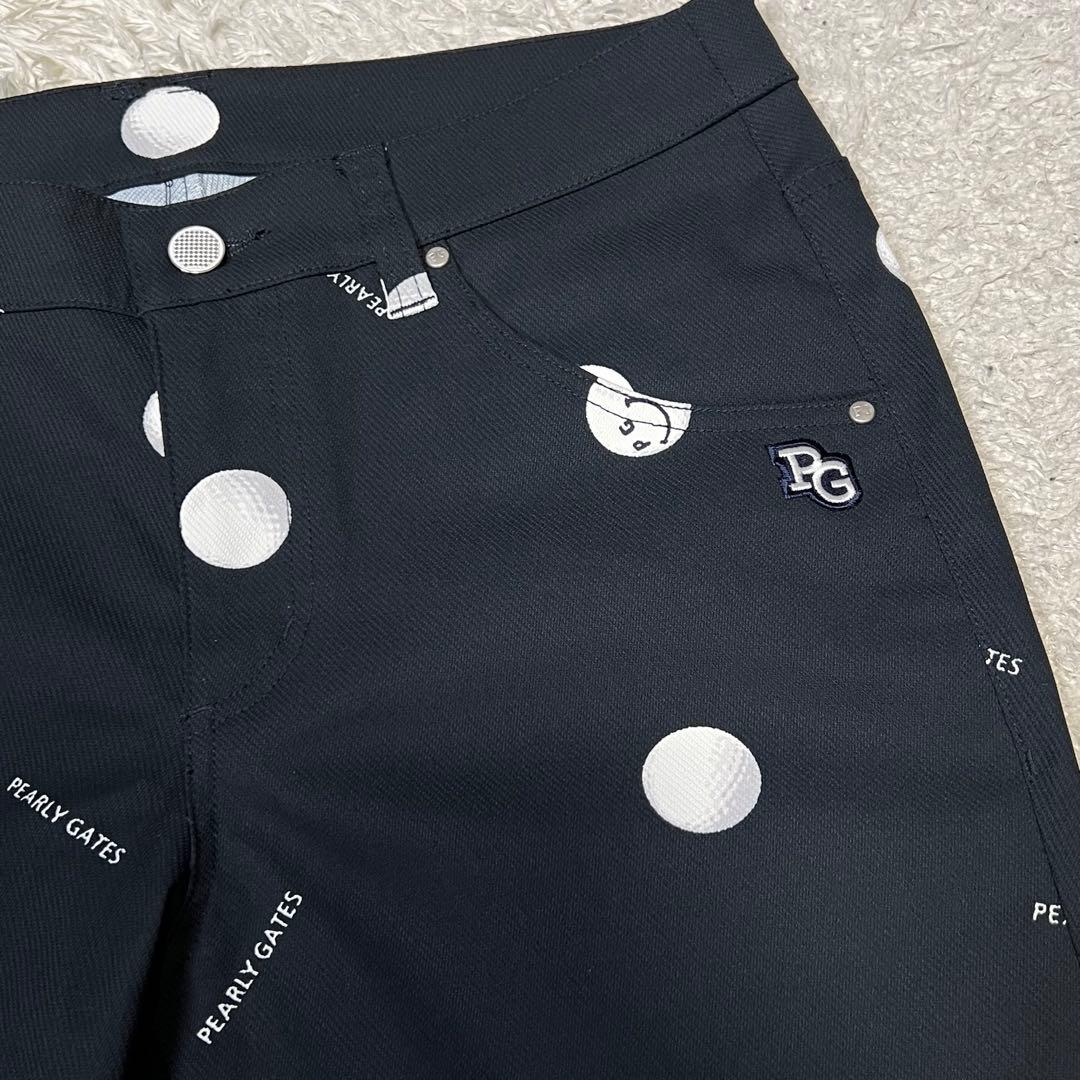 パーリーゲイツ 総柄 ゴルフボールドット＆ティー プリント パンツ レディース