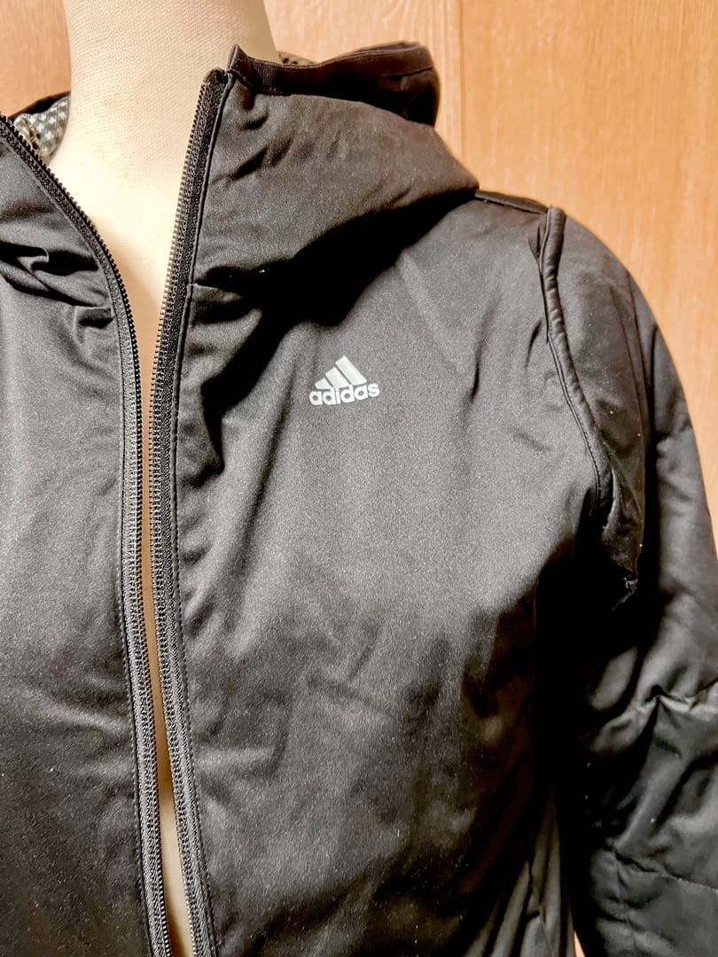 アディダスゴルフ リバーシブル中綿上下セット M ブラック×チェック｜軽量・美品