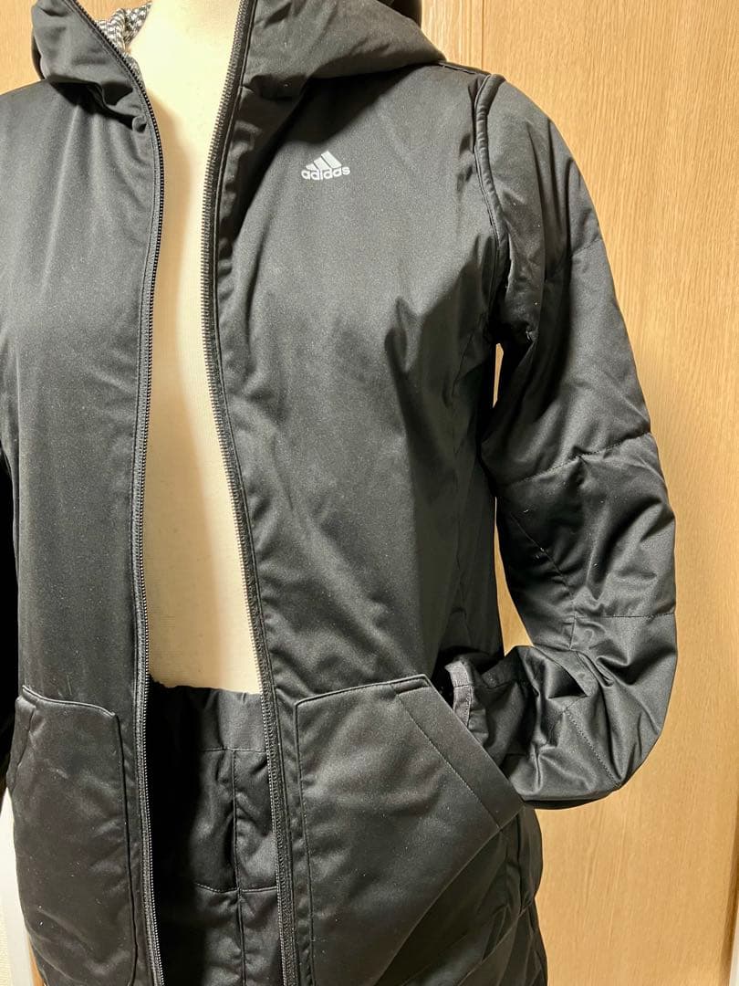 アディダスゴルフ リバーシブル中綿上下セット M ブラック×チェック｜軽量・美品