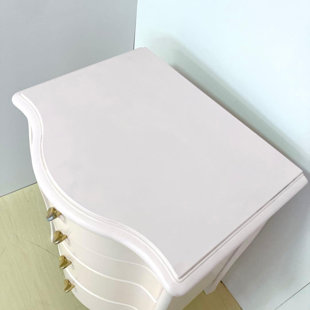 猫脚　アンティーク調　ペールピンク　サイドチェスト　コンソール　キャビネット