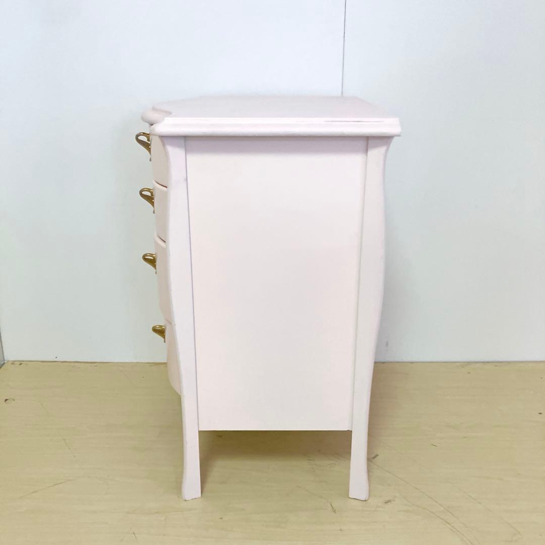 猫脚　アンティーク調　ペールピンク　サイドチェスト　コンソール　キャビネット