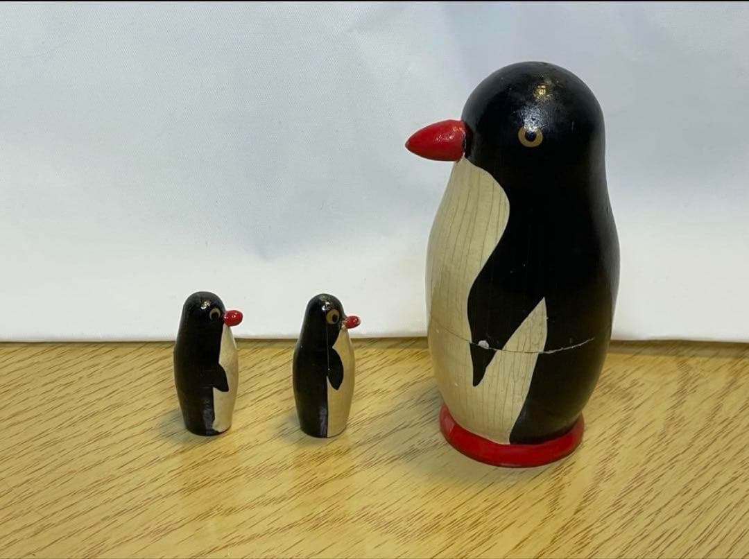 月末出品終了‼️レア‼️ソビエト時代のペンギンのマトリョーシカ3組。現状