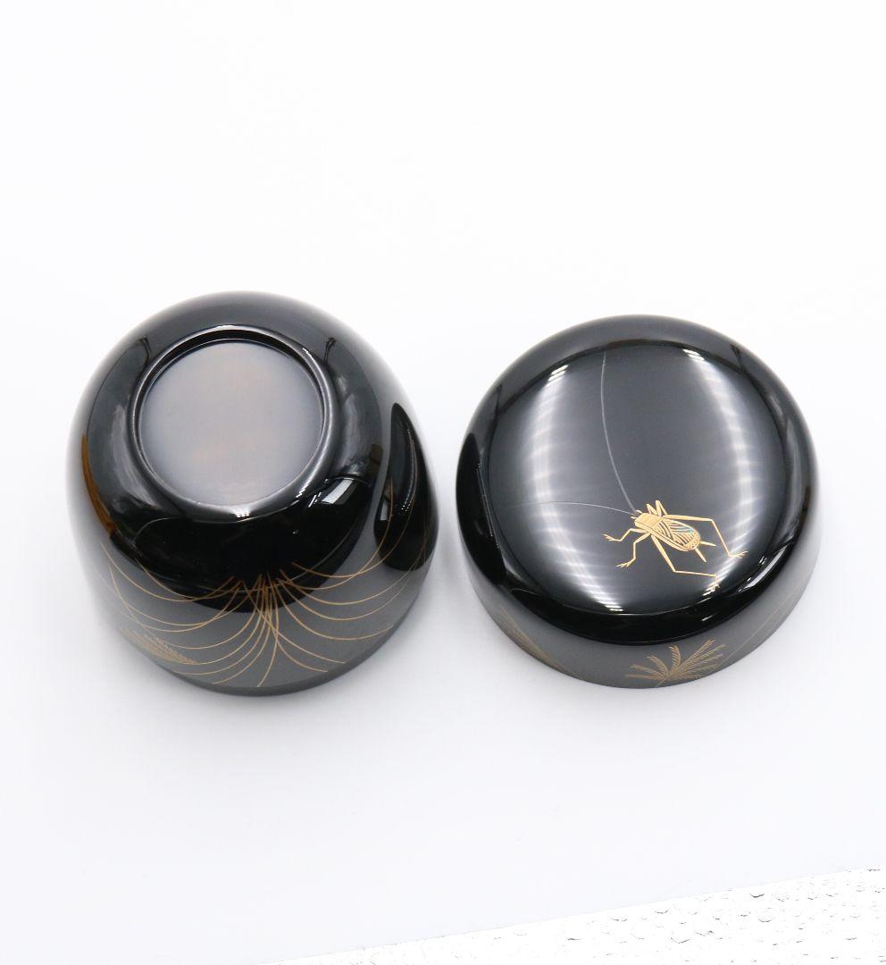 中村孝也作 鈴虫蒔絵中棗 金蒔絵 茶道具 共箱共布　V330　NT1