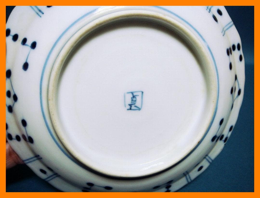 @@236『染付 山水 輪花皿』　/骨董品 古美術 古道具 アンティーク