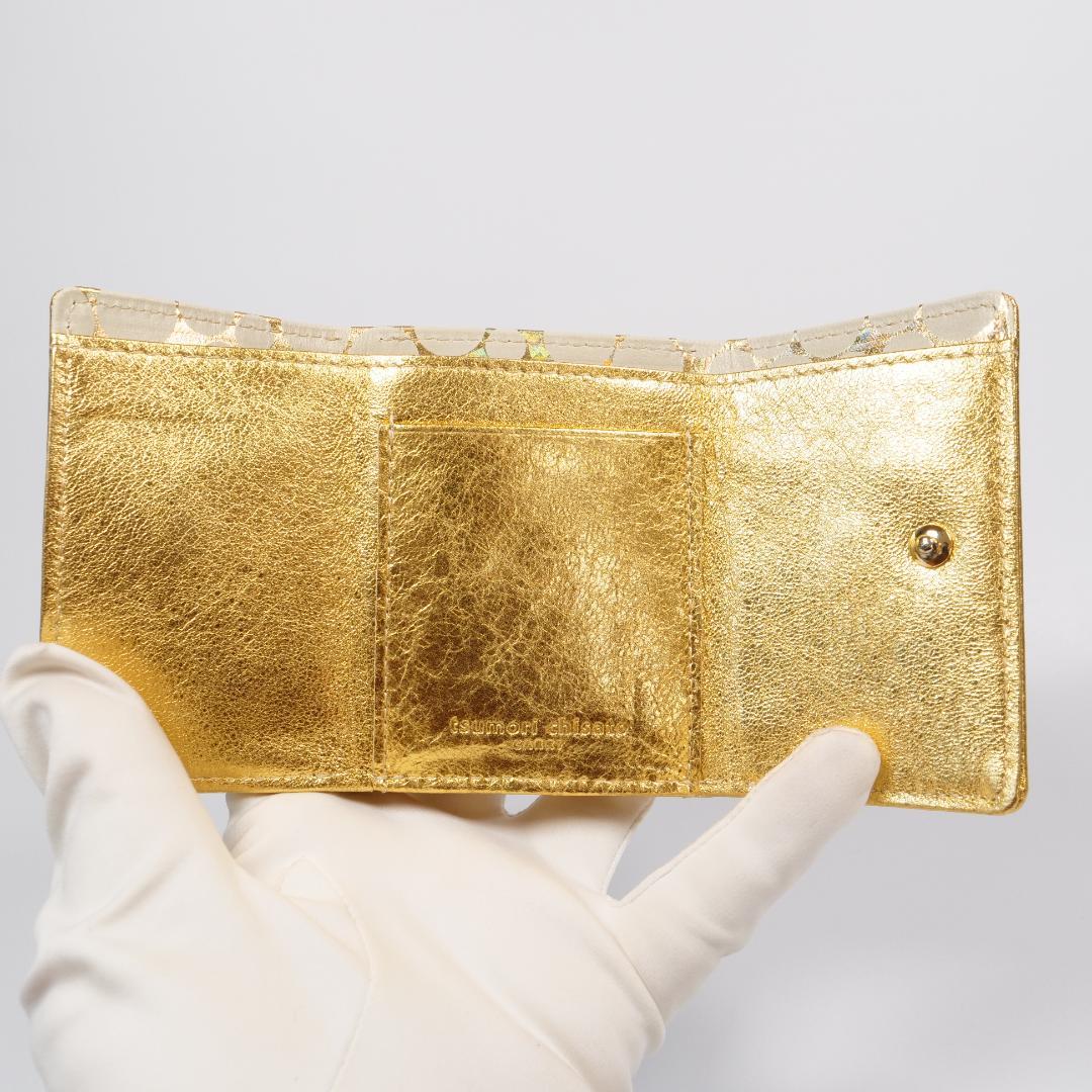 極美品✨ツモリチサトキャリー 三つ折り財布 ゴールド ドット 星 ネコ