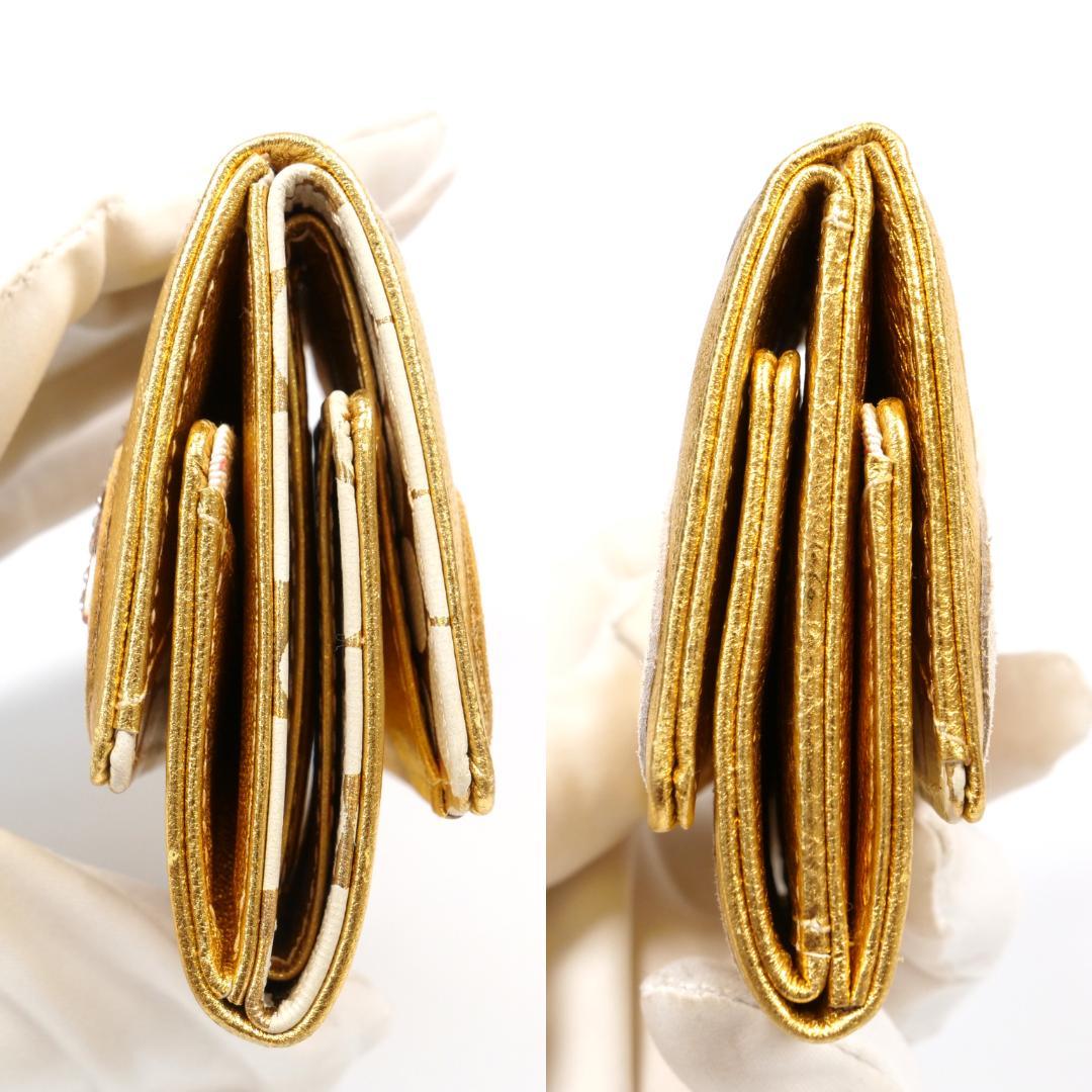 極美品✨ツモリチサトキャリー 三つ折り財布 ゴールド ドット 星 ネコ