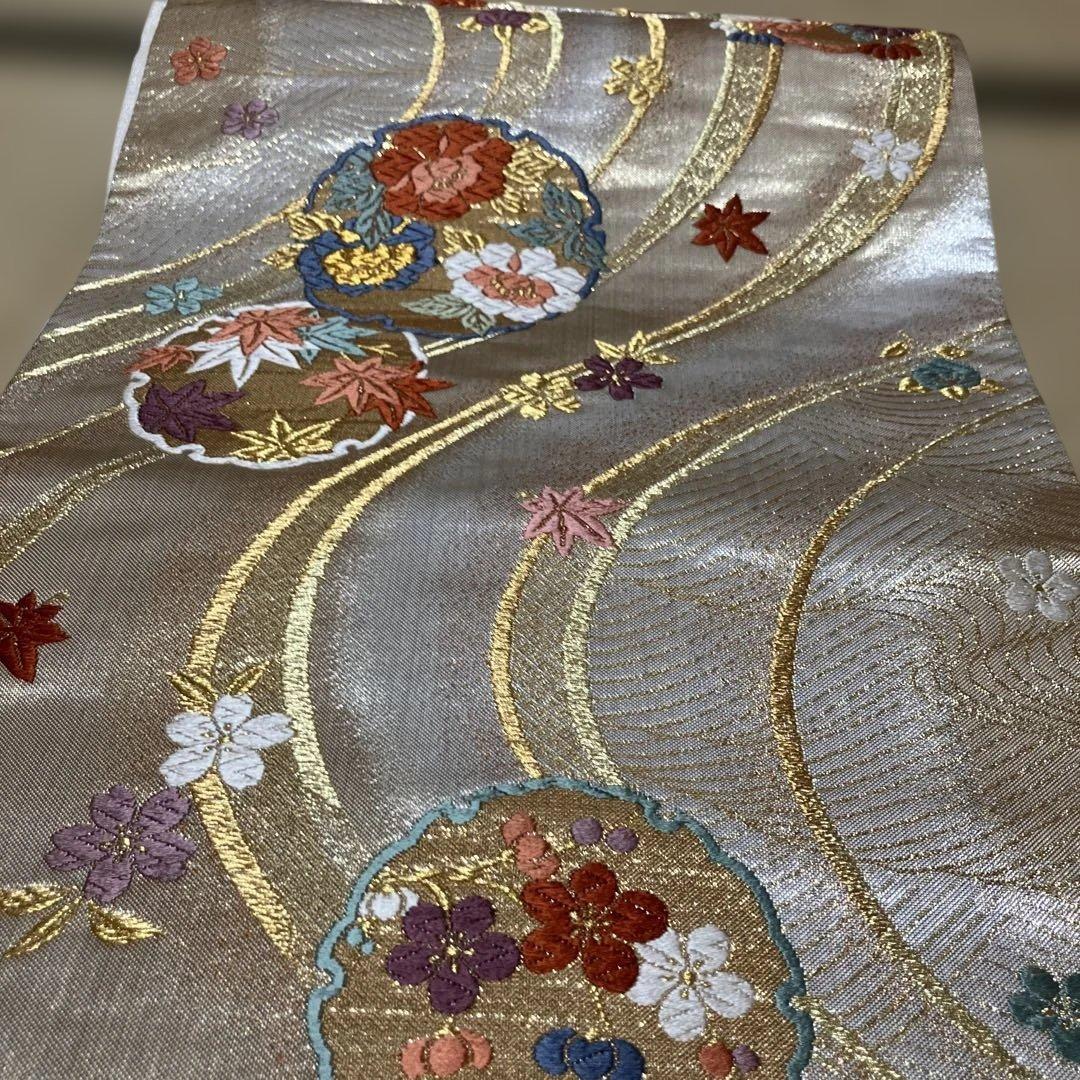 正絹　未使用品、総絞り振袖　　美品、袋帯