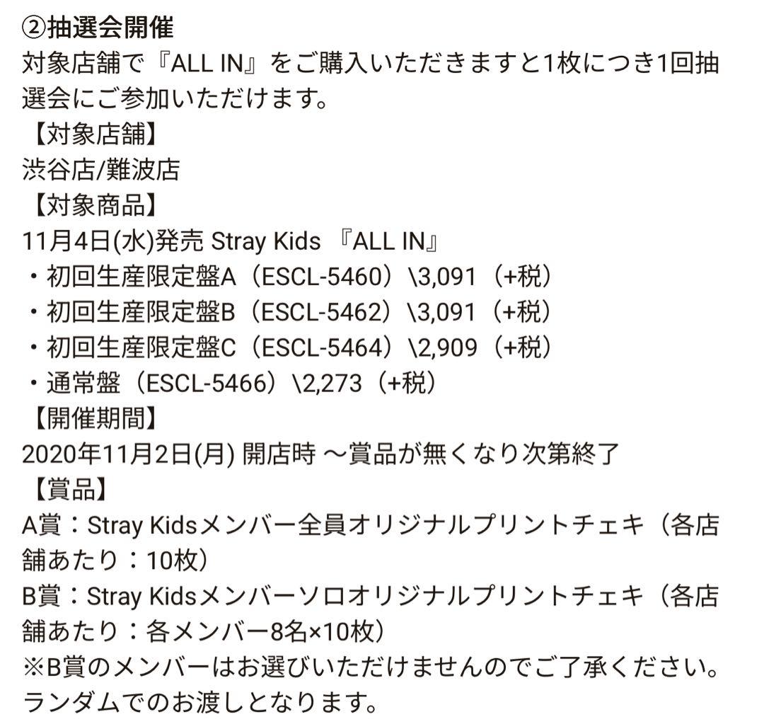 Stray Kids スキズ リノ タワレコ ALL IN チェキ トレカ