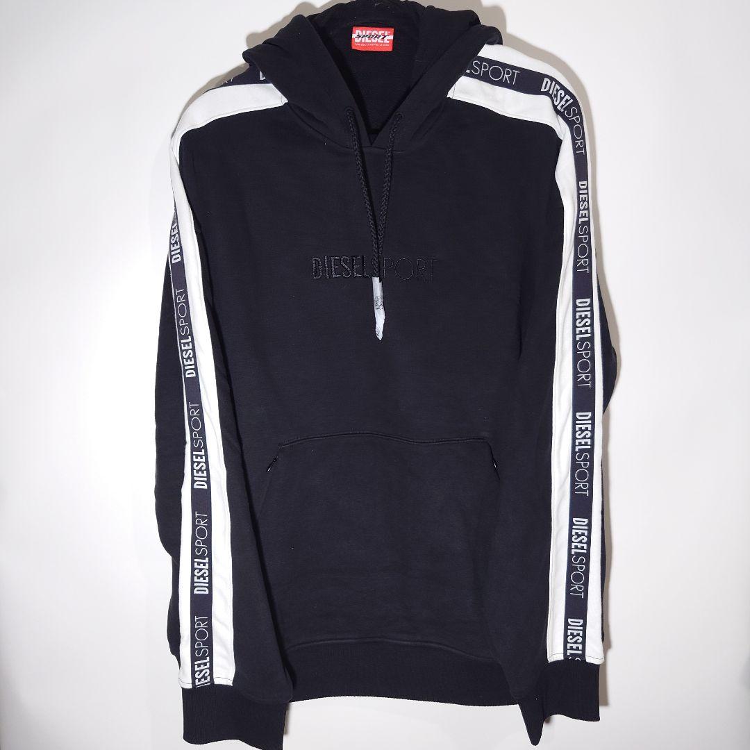 DIESEL SPORT LOGO HOODIE ブラック　Lサイズ 袖ライン