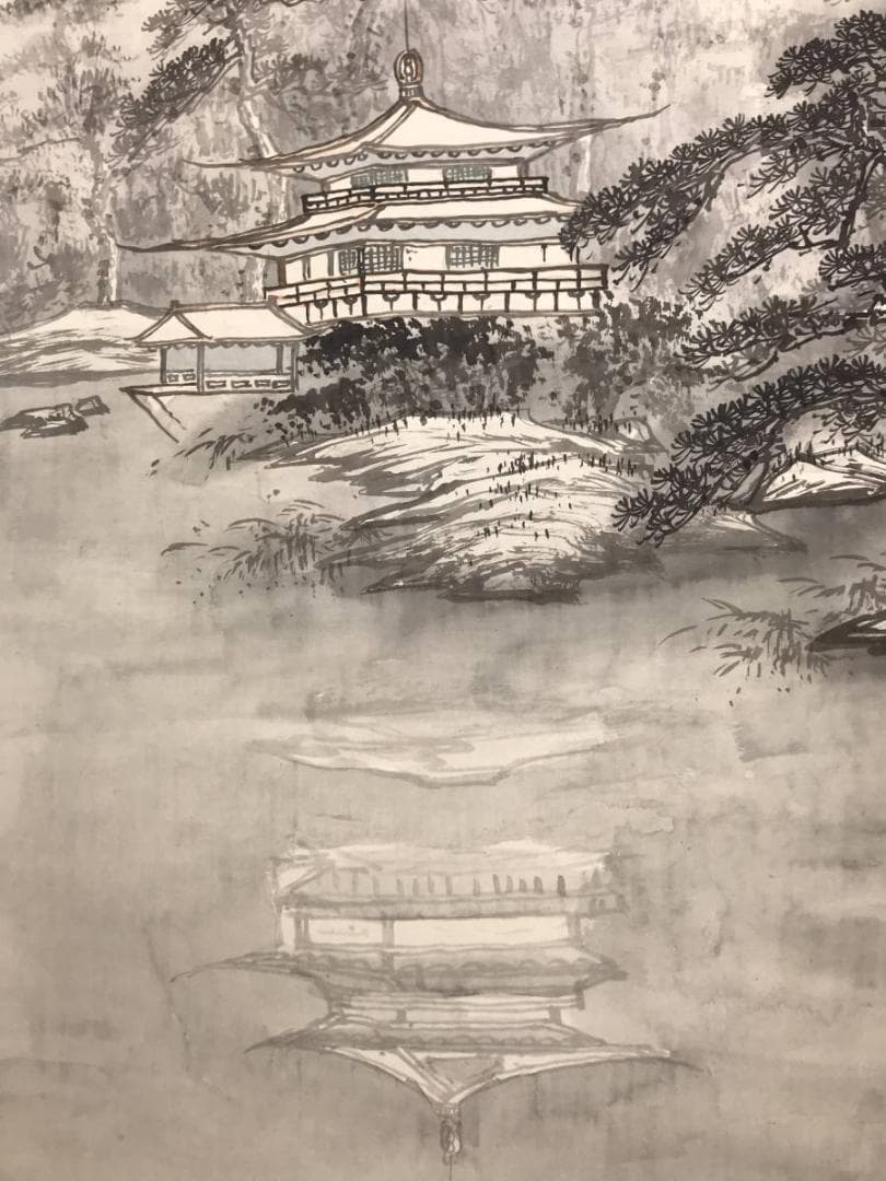 作者不詳/山水図/金閣寺/雪景金閣寺図/掛軸/名家伝来/AC-265