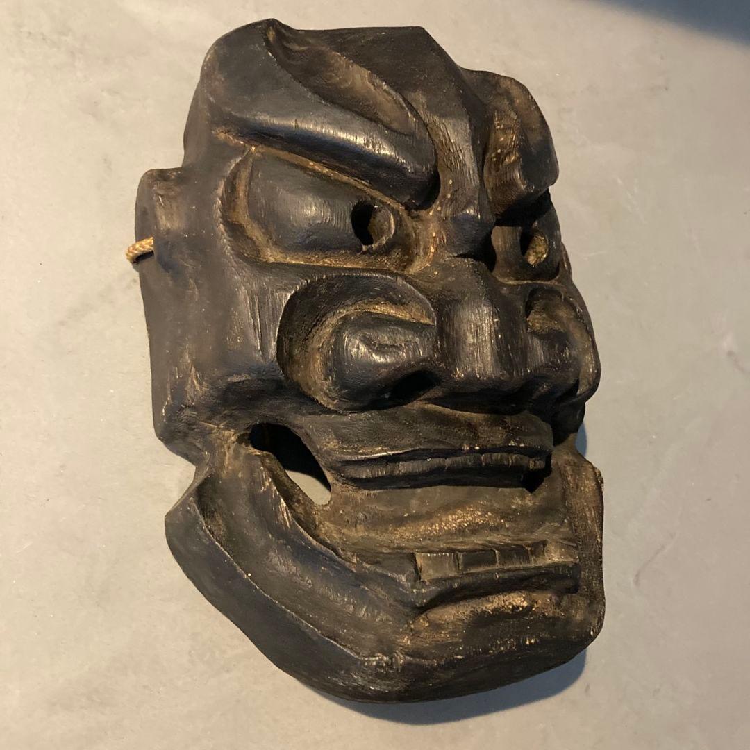 木彫りお面 鬼 魔除け面 竈神 カマド神 火難除け/盗難防止/家内安全/繁栄