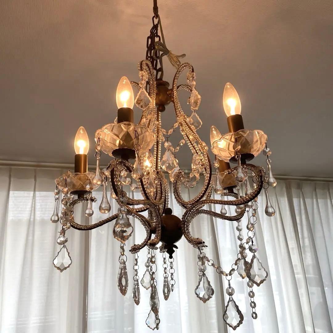 クリスタルシャンデリア ゴールド 5灯