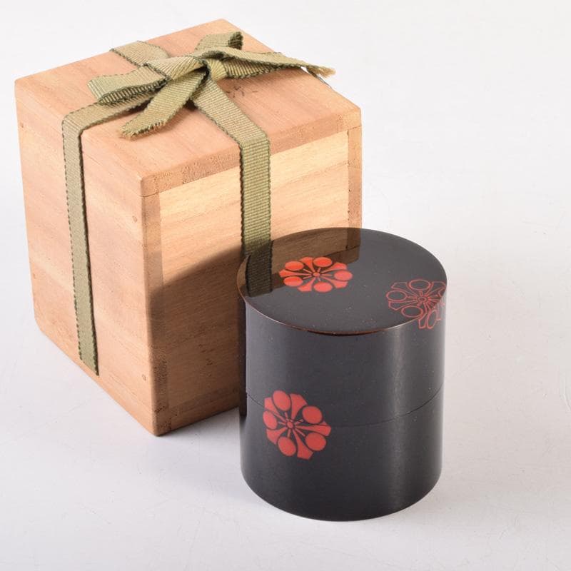 茶道具　山中塗　道場宗廣作　梅蒔絵　中次　共箱　V　8326