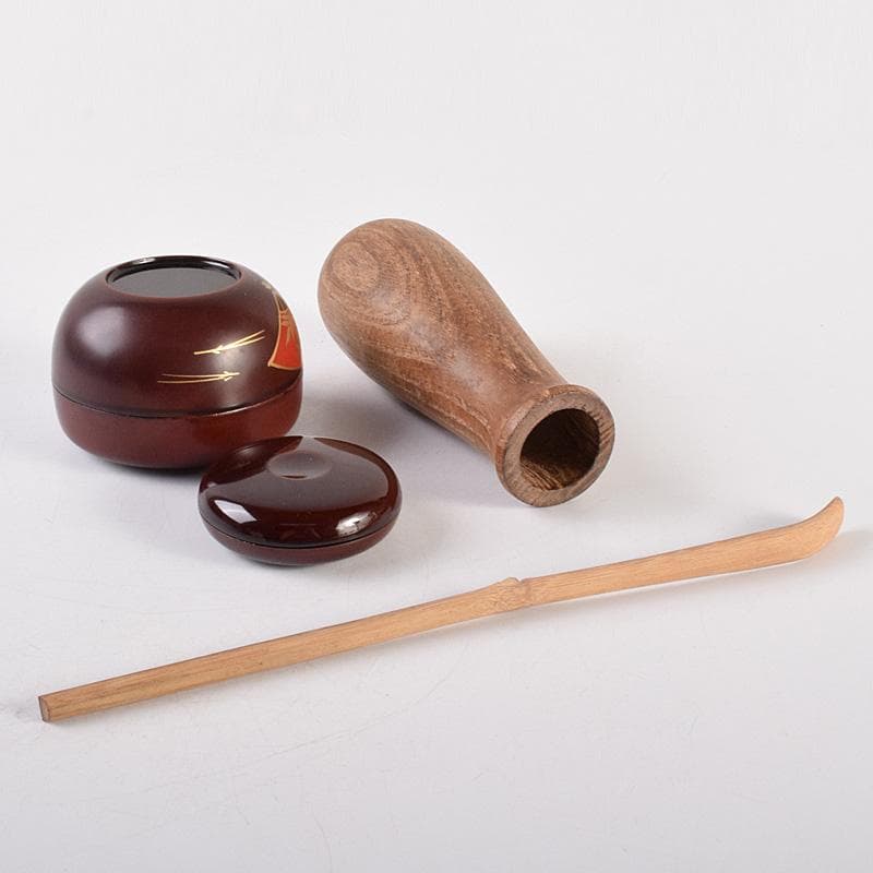 茶道具　桑茶箱　茶碗　振出など　九点　一式　仕覆付　V　R7633