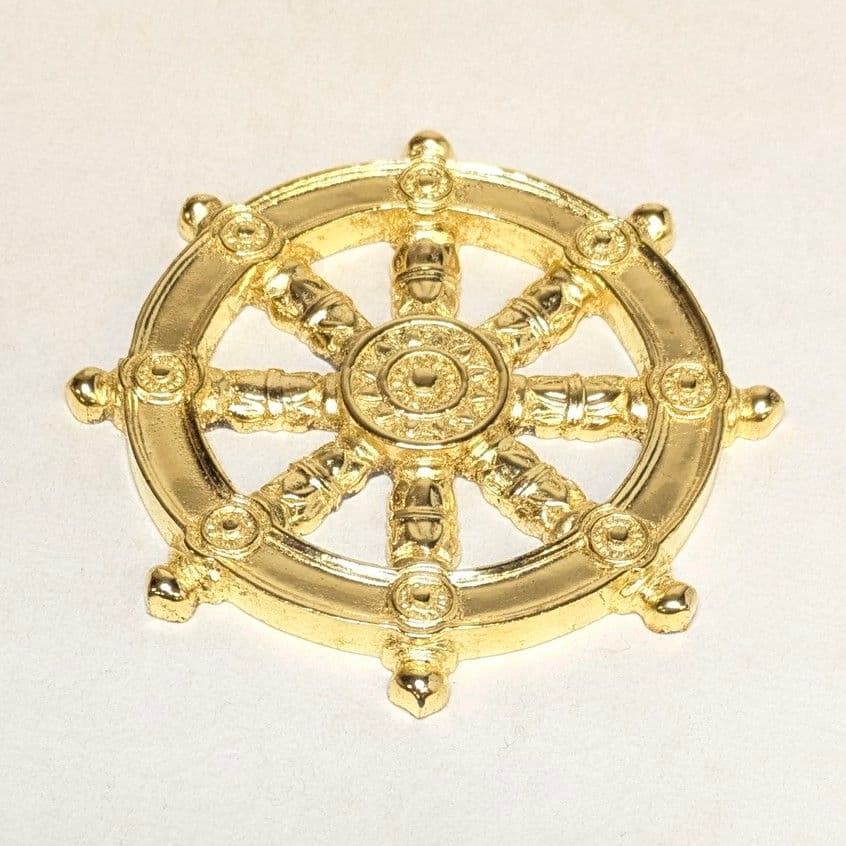 【フォロー割・新品】 輪宝　木製　約9.9cm　3寸　金箔　宗派紋　定紋　法輪